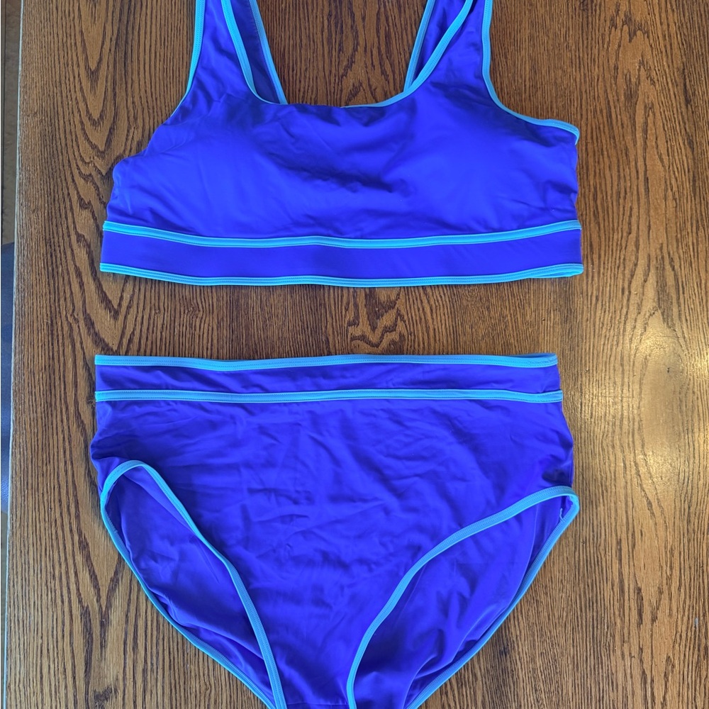 KIAVA Blue Bikini Set with Aqua Trim